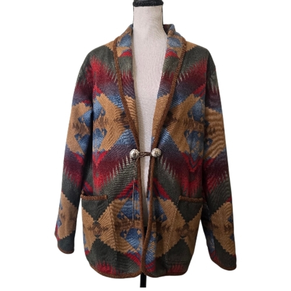 Jones New York Vintage Aztec Barn Chore Coat Rodeo Western Heritage Boho Size SP